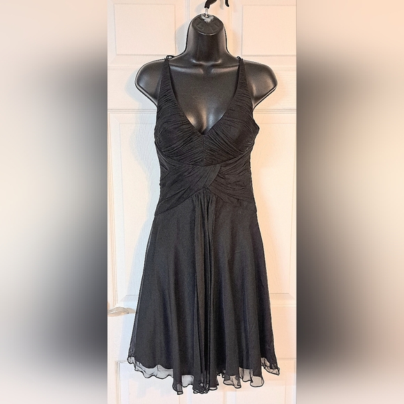 Aidan Mattox Niteline Black Silk Evening Dress - Picture 1 of 9